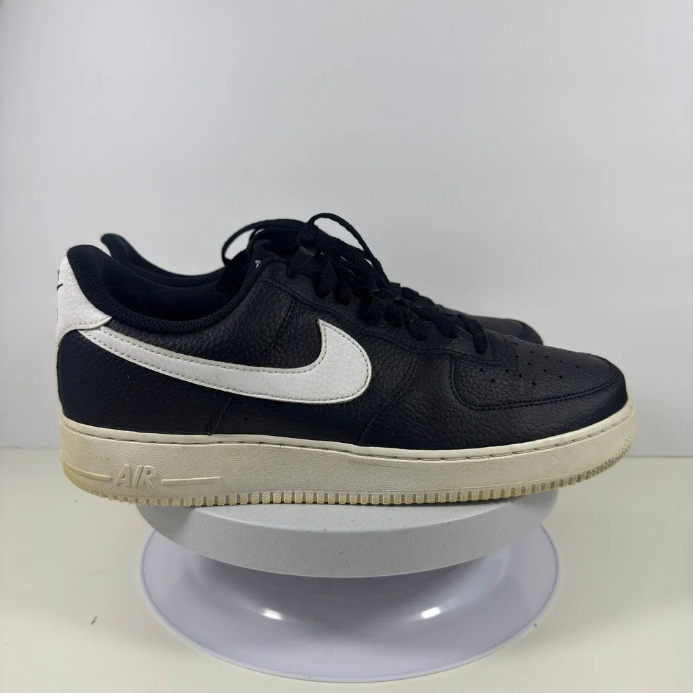 Nike Air‎ Force 1 Low Men Sneakers Black White Leather Casual Shoes Size 10